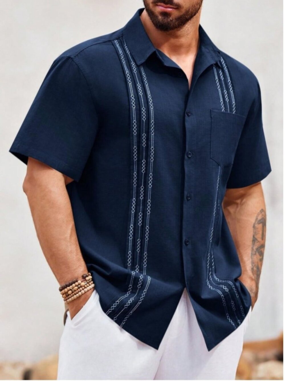 Imily Bela Men's Linen XXL Short Sleeve Cuban Guayabera Shirt NWT New